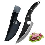 Fubinaty Chef's Knife Handmade Forged Kitchen Knives 6'' High Carbon Steel Full Tang Cooking Knife with Leather Sheath and Wood Handle