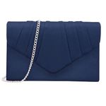 Milisente Women Clutches Velvet Pleated Evening Bag Evenlope Clutch Purse (Navy)