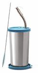 SignoraWare Sip Fast Small Stainless Steel Glass with 1 Straw and 2 Lids, 420ml, E Blue