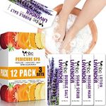 nbc BeautiLab Pedicure Kit Foot Soak Set: Bubble Salt, Sugar Scrub, Massage Mask, Massage Lotion in a Box, 4 Step Foot Spa Kit for Dry Feet, Softens Calluses, Tired Feet（3 Set Lavender)