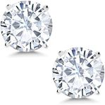 Gem Stone King 14K White Gold Forever Classic Moissanite from Charles & Colvard Stud Earrings For Women (1.60 Cttw, Round 6MM)