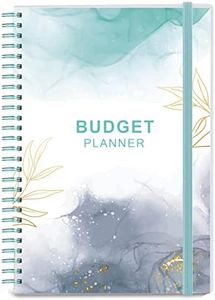 Budget Planner - Monthly Finance Organizer with Expense Tracker Notebook to Manage Your Money Effectively, Undated Finance Planner/Account Book, Start Anytime, 1 Year Use, A5, Teal Watercolor