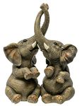 Thorne Antiques & Collectables Mr & Mrs Elephants - Loving Elephant Statue With Entwined Trunks (Grey)