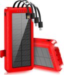 Portable Charger with Built in Cables Solar Power Bank 26800mAh Fast Charging with Phone Holder LED Flashlights External Battery Pack for iPhone Samsung