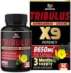 Tribulus Terrestris, 𝟖𝟔𝟓𝟎𝐦𝐠 Per Capsule, High Potency with Ashwagndha, Ginseng, Saw Palmetto, Maca. Boost Energy, Mood, Stamina & Performance, for Men & Women, 𝟑 𝐌𝐨𝐧𝐭𝐡𝐬 𝐒𝐮𝐩𝐩𝐥𝐲