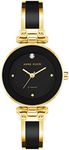 Anne Klein Women's AK/1980BKGB Diamond-Accented Dial Black and Gold-Tone Bangle Watch