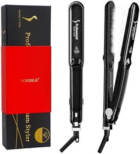 Steam Hair Straightener and Curler, Professional Steam Straightener for Hair Ceramic Tourmaline Steam Flat Iron, Vapor Dual Voltage 2 in 1 Straightening Curling Iron, LED Display with Adjustable Temp