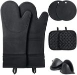 Oven Gloves, Funnydin Silicone Oven Gloves Set, Barbecue/Grilling/Microwave/Cooking Oven Mitts, Non-Slip And Heat Resistant, Include Cooking Potholder and Air Fryer Oven Gloves