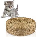 Sisal Rope for Scratching Post, Cat Scratching Rope, 50 m x 5 mm Sisal Cord, Natural Rope Hemp Rope for Scratching Post Replacement, Cat Accessories, Crafts, Decorating Houses (Yellow)