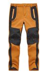 YSENTO Men's Snow Skiing Pants Insulated Waterproof Mountain Hiking Camping Fishing Winter Softshell Fleece Lined Ski Pants Orange XL