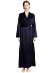 Bella Babe by SK Luxury Long Robe for Women | Premium Satin Robe | Night Robe | Nightdress | Robe Dress | Thick Satin | Long Kimono | Soft Fabric (L, Dark Blue)