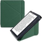 kwmobile Origami Case Compatible with Kobo Libra 2 Case - Slim PU Leather Cover with Stand - Dark Green