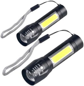 TechPride Rechargeable LED Torch, Small Flashlights High Lumens Rechargeable, Zoomable Mini Flashlights with 3 Light Modes for Emergencies, Camping, Hiking(Combo T1-2)