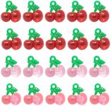 Honbay 40PCS Cute Sweet Cherry Resin Charms Pendant Fruit Food Tiny Pendants Vivid 3D Cherry Pendants Bead Charms for Keychains, Earrings, Bracelets, Necklaces, Jewelry Making and DIY Crafts, Resin,