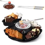 Chocolate Fondue Set, 2-in-1 Electric S’Mores Maker & Fondue Pot, Tabletop Indoor Smores Kit with 4 Roasting Forks, 4 Detachable Trays & Flameless Temperature-Controlled Heater, Family & Gift