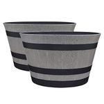 Southern Patio HDR-055457 Resin Whiskey Barrel Indoor Outdoor Garden Planter Pot for Vegetables, Trees, Plants, and Flowers, Gray (2 Pack)