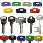 Square Key Cover Caps Set of 7 - Large Key Covers Caps (25 to 30 mm) Coloured Square Key Caps - Yale Key Covers, Ideal as Key Identifiers, Markers, Toppers, Tags to Organise Your Keys