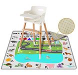 54" Large Splat Mat for Under High Chair, Play Mat, Picnic, Art, Craft for Baby, Kid, Non Slip, Waterproof, Washable, Portable, Durable, Reusable Splash and Spill Mat (Fun and Educational)