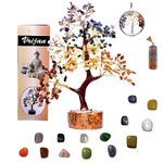 KACHVI Crystal Healing Stones Handmade Multi Seven Chakra 300 Gemstones Tree Stone Trees Feng Shui Bonsai Money Crystal Sacral Chakra Healing Chakra Feng Shui Home Decor Size 10-12 Inch