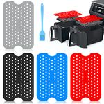 JTOOYS 4 Pack Tower Air Fryer Accessories, 5.1 x7.87'Air Fryer Silicone Liners, Reusable Double Basket Air Fryer Liners Hot Pads for Multifunction Kitchen Accessories Air Fryer Liners Hot Pads