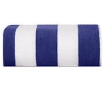 SweetNeedle - Beach Towels for Adults - Royal Blue-White Cabana Striped Classic - 100% Cotton Terry Ringspun Pool Towel, Quick Dry, Super Absorbent Swimming large towel, 450 GSM, 76x152 cm