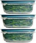 Utensilux Rubbermaid Storage Containers, Easy Find Lids, Teal, 9-cup, Flex & Seal, Leak Proof Lids, Food Storage Set, Clear Meal Prep Flex Containers, 3 Piece Set, Assortment