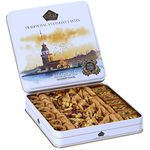 Cerez Pazari Premium Assorted Baklava Gift Metal Box 600g Apprx.45-48 pcs, Turkish Pistachio, Almond, Walnut, Cashew, Hazelnut Traditional Dessert, GMO Free, No Preservatives, No Additives