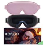 Aosun Sleep Mask 100% Blackout Sleep Masks for Women & Men - Zero Eye Pressure Sleeping Eye Mask with Comfortable Adjustable Headband for Travelling(Pink)