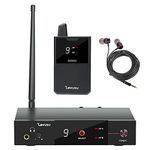 Levusu UHF Wireless in-Ear Monitor System with Earphone,180Ft, Rack Mount, Professional IEM Stereo System Transmitter and Beltpack for Studio, Guitar, Band Rehearsal, Live Performance (1 Bodypack)