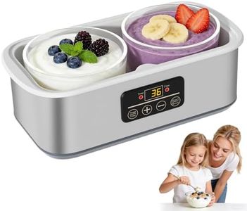 Yogurt Maker with Adjustable Time and Temp Control, Yogurt Maker Machine with Automatic Shut-Off & Constant Temper for Homemade Probiotic, Greek Yogurt, BPA-Free 2 Bowls 2 Quart (Grey)