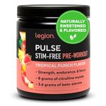 Legion Pulse Pre Workout Supplement - All Natural Nitric Oxide Preworkout Drink to Boost Energy, Creatine Free, Naturally Sweetened, Beta Alanine, Citrulline, (Caffeine Free Tropical Punch)