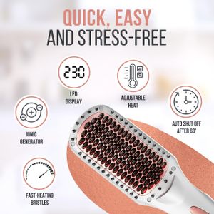 Lily England Ionic Hair Straightener Brush – Rose Gold