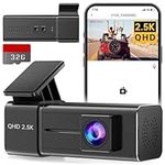 Dash Cam WiFi 2.5K 1440P Front Dash Camera for Cars, E-YEEGER Car Camera Mini Dashcams with App, Night Vision, 24H Parking Mode, G-Sensor, Loop Recording, Free 32G Card, Support 256GB Max, Black