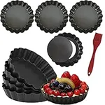 DATANYA 8 Pack Mini Tart Pans 4 Inch with Removable Bottom Round Nonstick Quiche Pan, Heavy Duty Fluted Side for Pies, Mousse Cakes, Dessert Baking