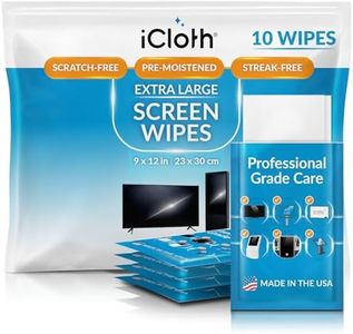 iCloth XL Screen and Multi-Surface Cleaning Wipes |Pack of 10(Each Wipe 23cm x 30cm - 8 ml Fill) for use on Multiple Monitors Whiteboards LCD LED OLED TV Screens Windows Windscreen Hoods -iCXL10