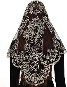 Bozidol Church Veil Lace Mantilla - Triangle Virgin Mary Head Covering Spanish Veil for Women
