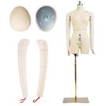 lavandeform Female Dress Model Torso Body Clothing Forms, Size 2 Professional Dress Form for Tailor Design, Sewing Mannequin Foam Body for Pinning,Soft Long Sleeve Sewing Arms. (with Arms Beige, 2)