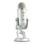 Logitech for Creators Blue Yeti USB Microphone for Recording, Streaming, Gaming, Podcasting on PC and Mac, Condenser Mic for Laptop or Computer with Blue VO!CE Effects, Adjustable Stand - Silver