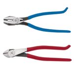 Klein Tools 94508 Pliers Set, Ironworker's Diagonal Cutting Pliers and Heavy Duty Side Cutters, Tie Wire Cutter for Rebar Work, 2-Piece Kit