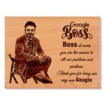 GFTBX Personalized Engraved Wooden Photo Frame For Boss, Manager & Colleagues - Gift For Boss With Photo On Plaque Customized Gifts For Office Colleague (9x7 Inches, Wood)