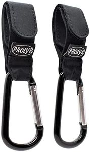 Prolyr Gancho aluminio silla paseo carrito bebé – Pack 2, Colgador bolsas, bolsos, mochilas, etc., Multiusos, Ajuste universal e Instalación en segundos (Negro).