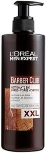 L'Oréal Men Expert Shampoing pour homme dans un pack avantageux XXL, pour la barbe, le visage et les cheveux, apaisant et nourrissant grâce à l'huile de bois de cèdre, Barber Club 3 en 1, soin