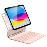 HOU Keyboard Case for iPad 10th Generation 10.9“, Magnetic Adjustable Angle Stand, Multi-touch Trackpad, 7 Color Backlit, iPad 10th Generation 2022 Case with Keyboard, QWERTY Layout, Pink