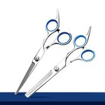 Newlly 2 Pieces 6" Professional Stainless Steel Barber Salon Hair Cutting Thinning Scissors Hairdressing Styling Set