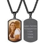 Supcare Black Dog Tag Picture Pendant Personalised Necklaces for Men Memorial Jewellery Keepsake Custom Text Engraved Family Portriat Photo Printing Gift for Dad PAPA