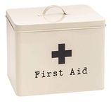 Harbour Housewares Industrial First Aid Box - Vintage Style 2-Tier Steel Medicine Storage Organiser - Cream