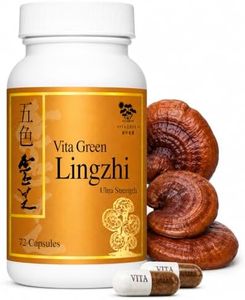 Vita Green Lingzhi Mushroom Capsules for Energy, Memory, and Immune Support – Pure Reishi Supplement with Natural Antioxidants for Wellness and Energy – 72 Capsules