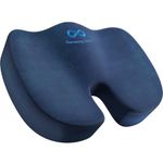 Everlasting Comfort Doctor Recommended Memory Foam Seat Cushion for Office Chairs & Car - Ergonomic Office Desk Accessories - Cushions for Tailbone Pain Relief, Sciatica (Navy Blue, Large)