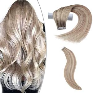 SURNEL Extension Cheveux Naturel Adhesif 2.5g/20 Pièces Bande Adhesive Extension Adhesif Cheveux Humain Rajout Cheveux Naturel 40cm #18P613(#18P613-16)