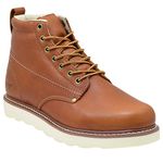 Golden Fox Work Boots Men's 6" Plain Toe Wedge Boot for Construction, Lightweight Comfortable Outsole, Brun, 9.5